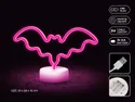 BRW Світлодіодна неонова настільна лампа кажан рожево-біла 093821 фото thumb №3