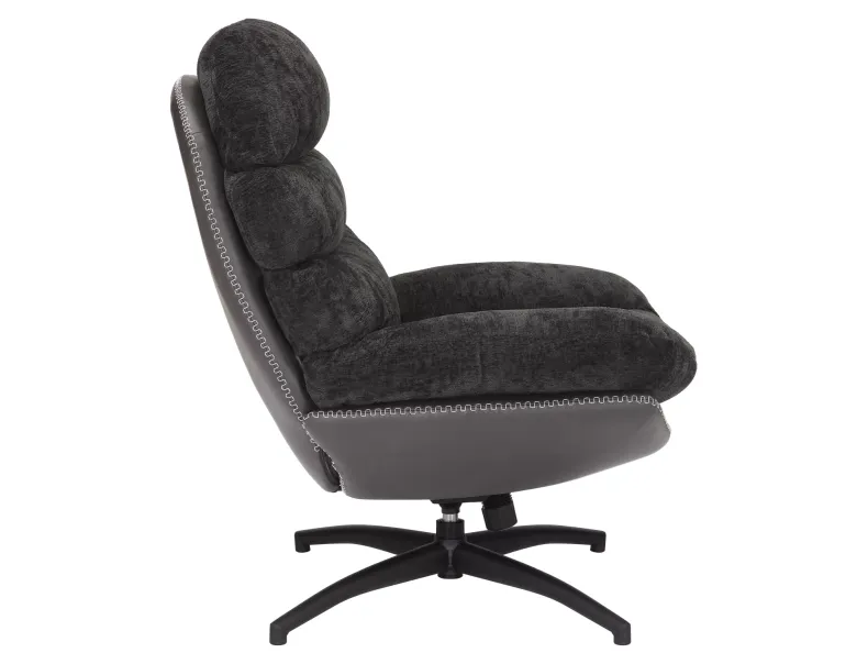 Крісло м'яке поворотне SIGNAL GISELLE, тканина + екошкіра: чорний фото №4