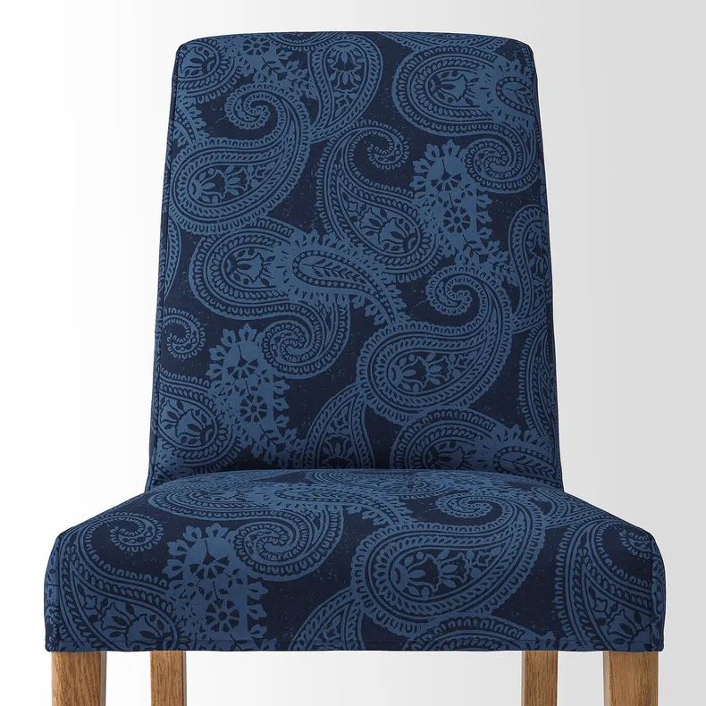 IKEA BERGMUND БЕРГМУНД, стілець, імітація. дуб / квільсфорс темно-синій / блакитний 494.289.77 фото №5