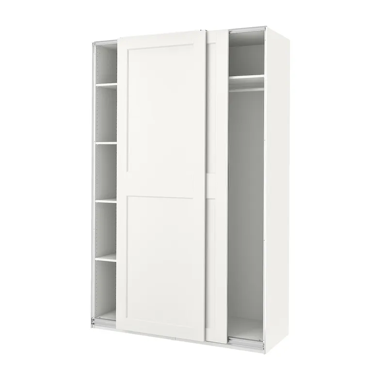 IKEA PAX ПАКС / GRIMO ГРІМО, гардероб, білий / білий, 150x66x236 см 994.297.81 фото №1