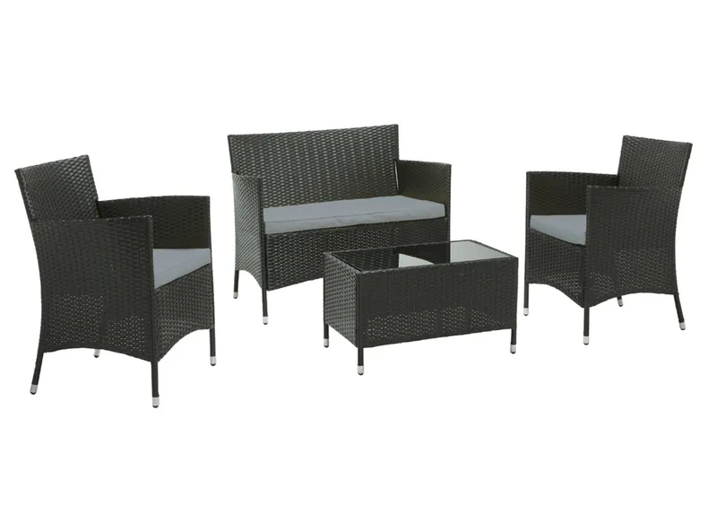 BRW Комплект садовой мебели Lisbon из техноротанга стол диван + 2 кресла с подушками 091650 фото №2