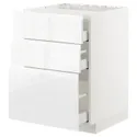 IKEA METOD МЕТОД / MAXIMERA МАКСІМЕРА, підлог шафа д / плити, 3 фр пан / 3 шух, білий / ВОКСТОРП глянцевий / білий, 60x60 см 192.539.45 фото thumb №1