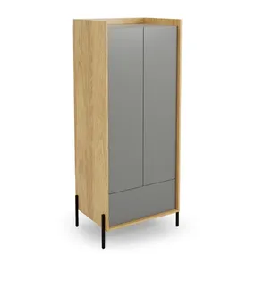 Шкаф HALMAR MOBIUS 2D 78x60 см, корпус : натуральный гикори, фасады - пыльно-серый фото