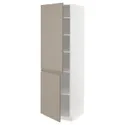 IKEA METOD МЕТОД, высокий шкаф с полками / 2 дверцы, белый / матовый темно-бежевый, 60x60x200 см 594.918.45 фото thumb №1