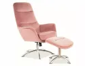 Крісло м'яке з підставкою для ніг оксамитове SIGNAL NIXON Velvet, Bluvel 52 - античний рожевий фото thumb №1