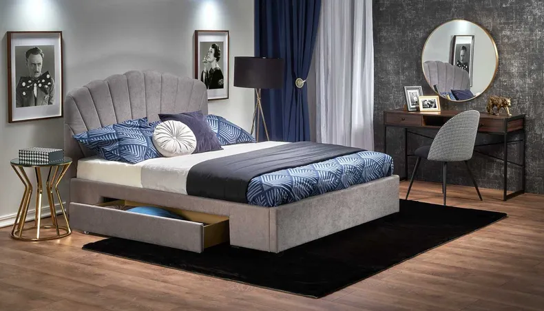 Ліжко двоспальне HALMAR GABRIELLA 160x200 см сірий фото №2