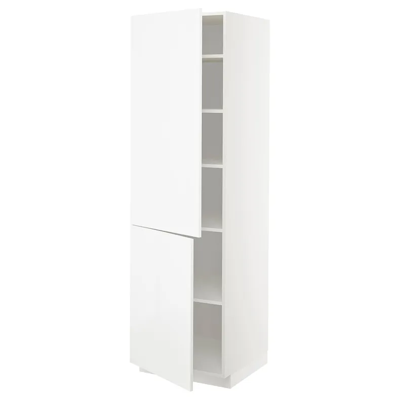 IKEA METOD МЕТОД, высокий шкаф с полками / 2 дверцы, белый / Рингхульт белый, 60x60x200 см 394.666.44 фото №1