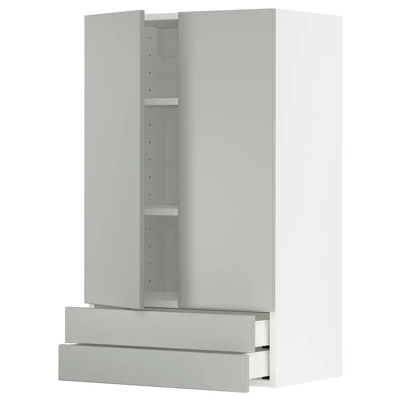 IKEA METOD МЕТОД / MAXIMERA МАКСІМЕРА, навісна шафа, 2 дверцят / 2 шухляди, білий / Хавсторп світло-сірий, 60x100 см 895.385.92 фото №1