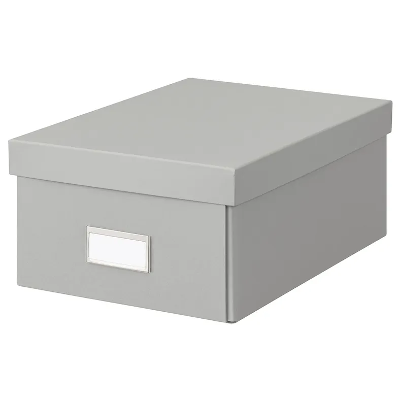 IKEA HOVKRATS ХОВКРАТС, коробка для зберігання з кришкою, світло-сірий, 23x32x14 см 305.486.87 фото №1