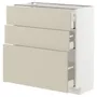 IKEA METOD МЕТОД / MAXIMERA МАКСИМЕРА, напольный шкаф с 3 ящиками, белый / гавсторпский бежевый, 80x37 см 294.267.43 фото