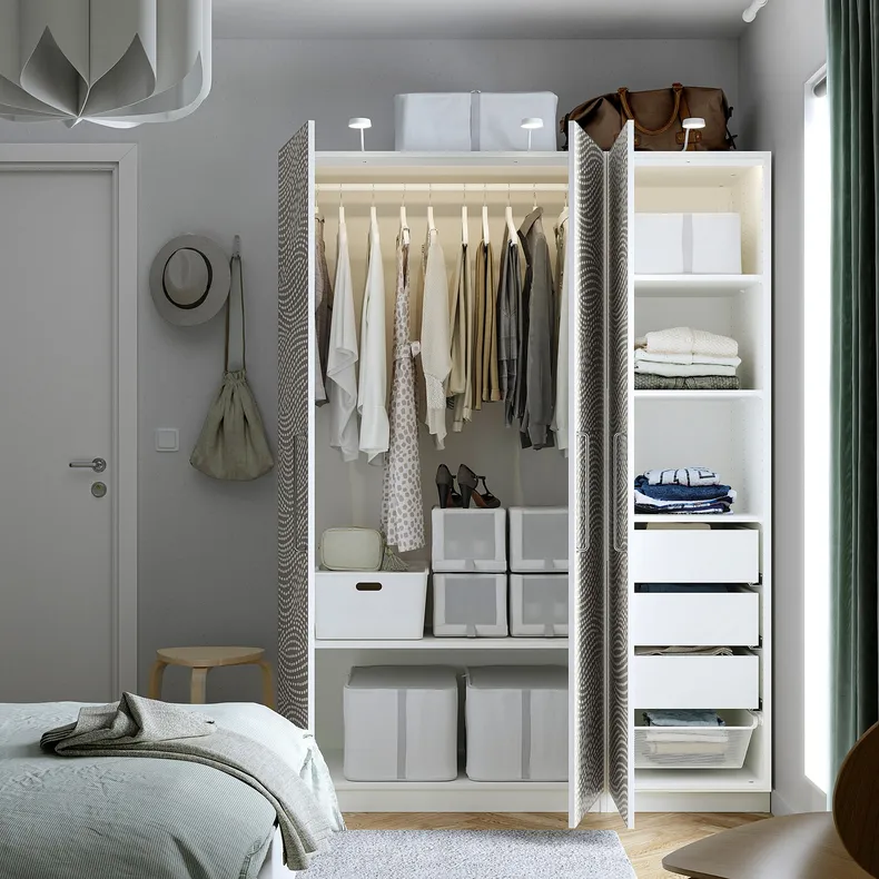 IKEA PAX ПАКС / MISTUDDEN МІСТУДДЕН, гардероб, комбінація, білий/сірий візерунок, 150x60x201 см 195.210.62 фото №3
