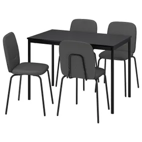 IKEA SANDSBERG САНДСБЕРГ / PÅBODA ПОБОДА, стіл+4 стільці, чорний/чорний/темно-сірий, 110 см 695.442.21 фото