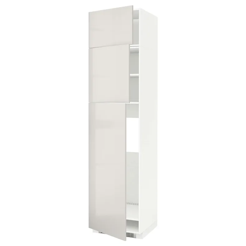 IKEA METOD МЕТОД, высокий шкаф д / холодильника / 3дверцы, белый / светло-серый, 60x60x240 см 694.673.26 фото №1