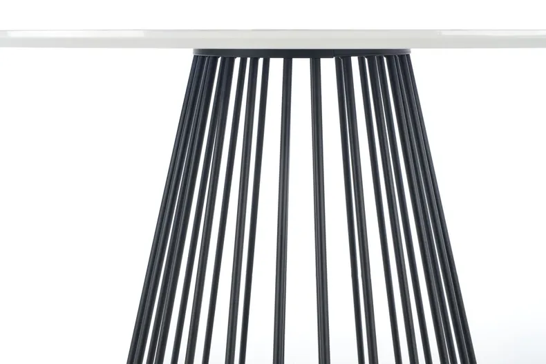 Стол кухонный HALMAR BRODWAY 110x110 см - белый мрамор, ножка - черный фото №4