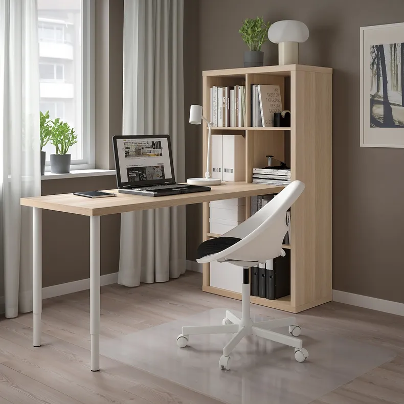 IKEA KALLAX КАЛЛАКС / LAGKAPTEN ЛАГКАПТЕН, стол, комбинация, белый / дуб, окрашенный в белый цвет, 77x179x147 см 494.816.82 фото №2