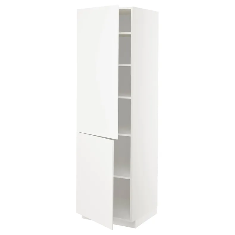 IKEA METOD МЕТОД, высокий шкаф с полками / 2 дверцы, белый / белый, 60x60x200 см 394.561.69 фото №1