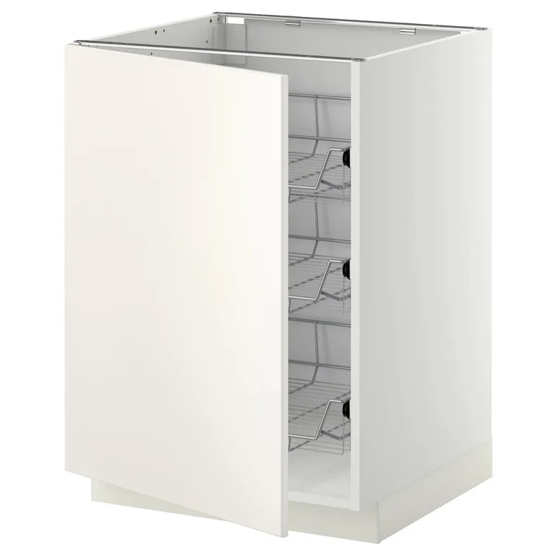 IKEA METOD МЕТОД, напольный шкаф / проволочные корзины, белый / белый, 60x60 см 294.612.08 фото №1