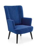 Мягкое кресло бархатное HALMAR DELGADO BLUVEL 86, темно синий фото thumb №1