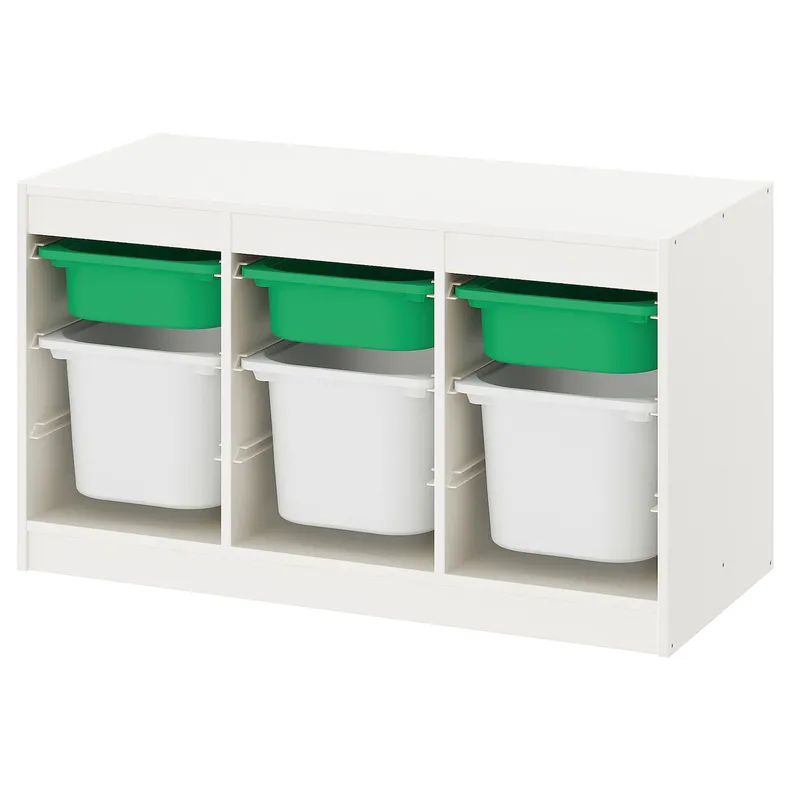 IKEA TROFAST ТРУФАСТ, комбінація для зберіган +контейнери, білий зелений/білий, 99x44x56 см 193.355.31 фото №1