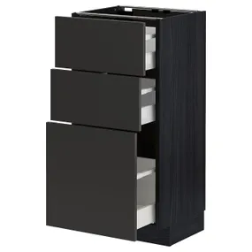 IKEA METOD МЕТОД / MAXIMERA МАКСИМЕРА, напольный шкаф с 3 ящиками, черный / никебо матовый антрацит, 40x37 см 794.982.90 фото