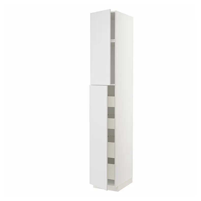 IKEA METOD МЕТОД / MAXIMERA МАКСІМЕРА, висока шафа, 2 дверцят / 4 шухляди, білий / стенсундський білий, 40x60x240 см 794.660.48 фото №1