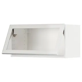 IKEA METOD МЕТОД, навесной горизонтальный шкаф / дверца, белый / Хейста белое прозрачное стекло, 80x40 см 294.905.88 фото
