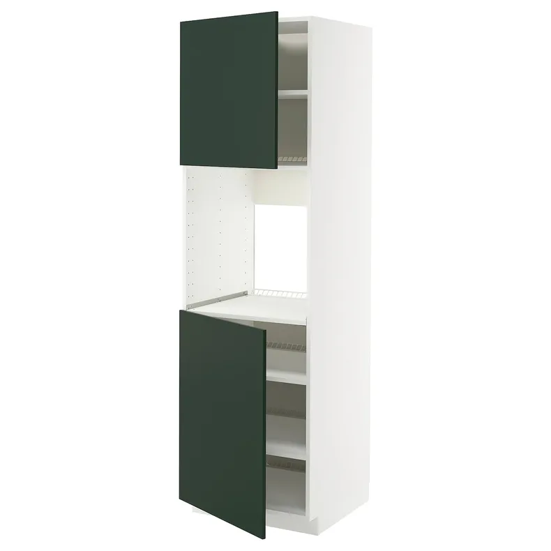 IKEA METOD МЕТОД, висока шафа для дух, 2 дверцят/пол, білий / Хавсторп темно-зелений, 60x60x200 см 595.576.24 фото №1