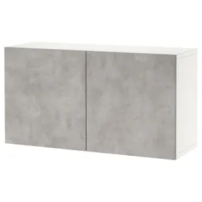 IKEA BESTÅ БЕСТО, стеллаж с дверьми, белый Kallviken / светло-серый имитация бетона, 120x42x64 см 894.251.56 фото