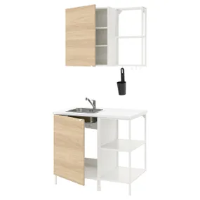 IKEA ENHET ЕНХЕТ, кухня, білий/імітація. дуб, 103x63.5x222 см 293.369.12 фото
