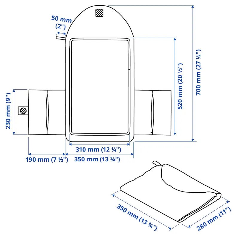 IKEA GRÖNFINK ГРЕНФІНК, пеленальний матрац, складаний/зелений, 70x35 см 605.723.98 фото №4