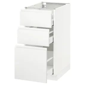 IKEA METOD МЕТОД / MAXIMERA МАКСІМЕРА, підлогова шафа з 3 шухлядами, білий / Voxtorp матовий білий, 40x60 см 391.128.03 фото