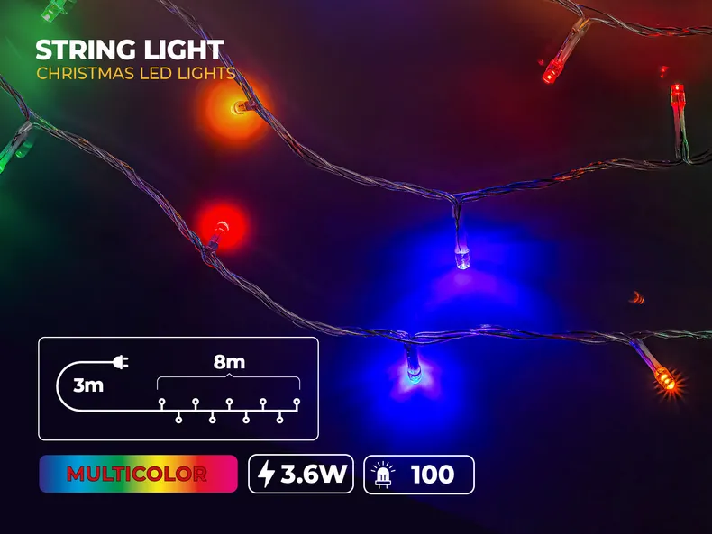 BRW Световая цепь 100 LED 11 м многоцветная 096418 фото №4