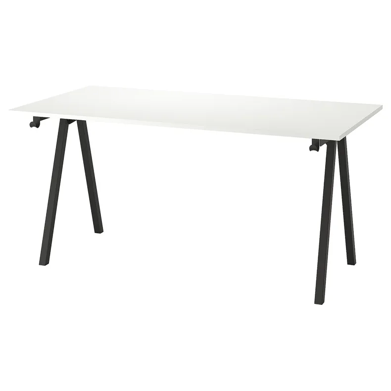 IKEA TROTTEN ТРОТТЕН, письмовий стіл, білий / антрацит, 160x80 см 394.295.62 фото №1