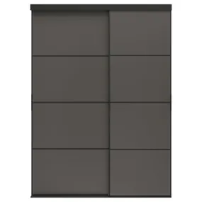 IKEA SKYTTA СКЮТТА / MEHAMN МЕХАМН, комбінація розсувних дверцят, чорний/двобічний темно-сірий, 177x240 см 294.995.84 фото