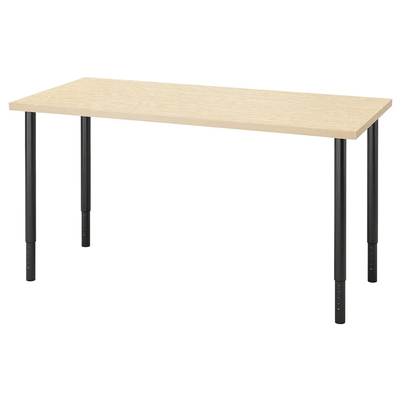 IKEA MITTCIRKEL МИТТЦИРКЕЛЬ / OLOV ОЛОВ, письменный стол, яркий эффект сосны / черного цвета, 140x60 см 995.087.59 фото №1