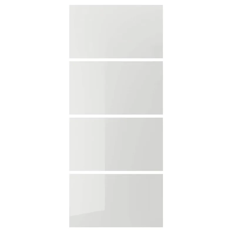 IKEA HOKKSUND ХОККСУНД, 4 панелі для рами розсувних дверцят, глянцевий світло-сірий, 100x236 см 003.823.44 фото №1