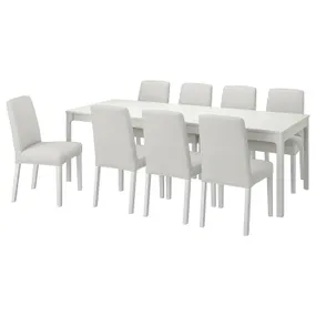 IKEA EKEDALEN ЕКЕДАЛЕН / BERGMUND БЕРГМУНД, стіл та 8 стільців, білий білий / Orrsta світло-сірий, 180/240 см 394.829.17 фото