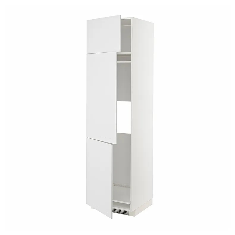 IKEA METOD МЕТОД, высокий шкаф д / холод / мороз / 3 дверцы, белый / Стенсунд белый, 60x60x220 см 094.629.49 фото №1