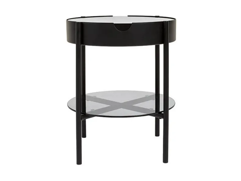 Столик круглий BRW Rosen, 40,5 см, чорний/прозорий BLACK фото №2
