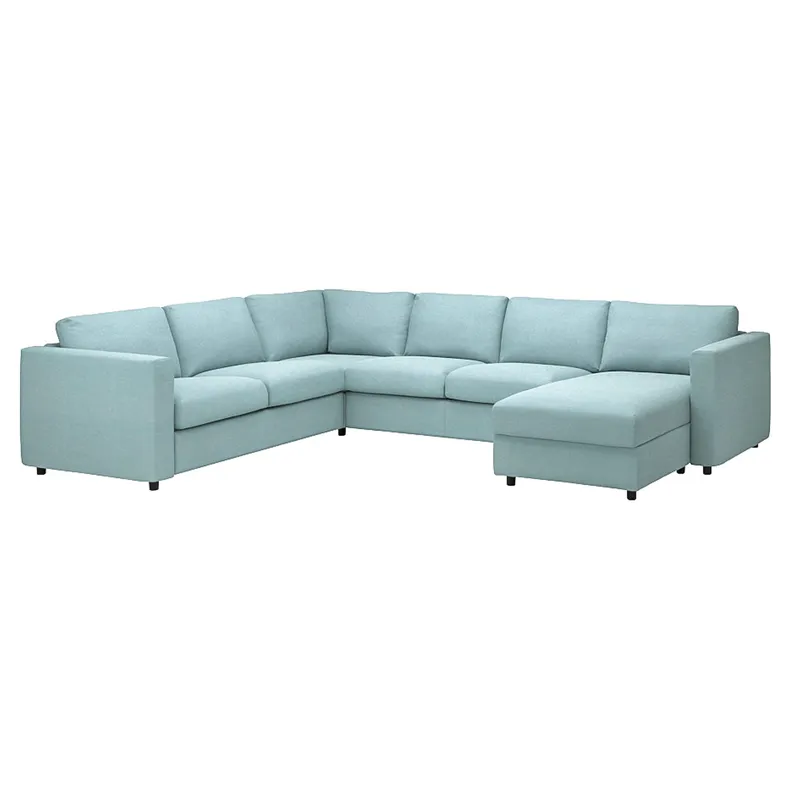 IKEA VIMLE ВИМЛЕ, угловой 5-местный диван с козеткой, с шезлонгом / Саксемара светло-голубой 893.996.90 фото №1