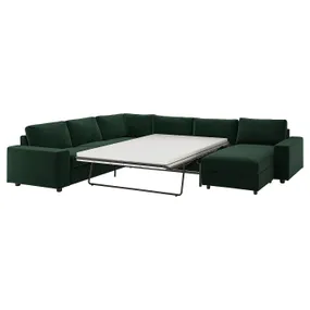 IKEA VIMLE ВИМЛЕ, углов 5-мест диван-кровать+козетка, с широкими подлокотниками/Djuparp темно-зеленый 895.372.48 фото