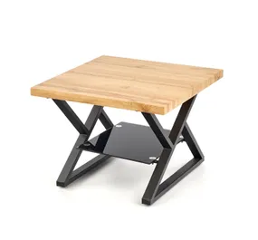 Журнальный столик деревянный HALMAR XENA, квадратный 60x60 см, черный/натуральный фото