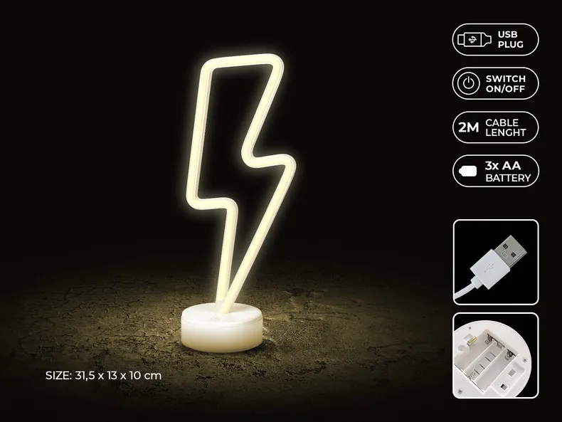 BRW Настільна лампа LED Lightning неонова біла 093825 фото №4
