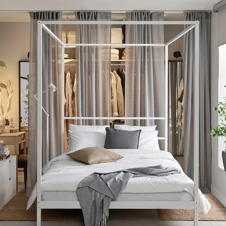 IKEA VITARNA ВІТАРНА, каркас ліжка із балдахіном, білий, 140x200 см 605.736.80 фото №5