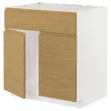 IKEA METOD МЕТОД, шкаф под мойку / 2 двери / фасад, белый / Воксторп имит. дуб, 80x60 см 495.392.54 фото thumb №1
