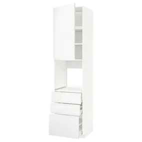 IKEA METOD МЕТОД / MAXIMERA МАКСИМЕРА, высокий шкаф д / духовки / дверь / 3ящика, белый / Воксторп матовый белый, 60x60x240 см 694.606.74 фото