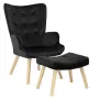 Кресло мягкое бархатное с подставкой для ног MEBEL ELITE LOZANO Velvet, Черный фото