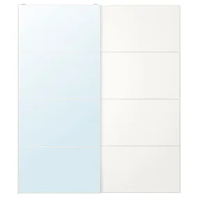 IKEA AULI АУЛІ / MEHAMN МЕХАМН, розсувні дверцята, 2 шт., біле дзеркало/2шт біле, 200x236 см 095.603.08 фото