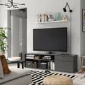 IKEA VIHALS ВІХАЛЬС, тумба під телевізор, темно-сірий, 176x37x50 см 505.428.68 фото thumb №2