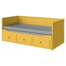 IKEA HEMNES ХЕМНЭС, кушетка с 2 матрасами и 3 ящиками, желтый и Эготнес твердый, 80x200 см фото